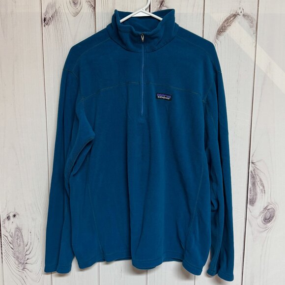 Patagonia Micro D® 1/4-Zip Pullover Men’s Large Blue Lightweight Fleece EUC - Picture 1 of 9